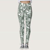 Leggings Aquarelle tropicale Oasis moderne Feuille Motif (Devant)