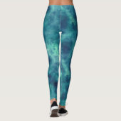 Leggings Aquarelle Turquoise bleue Abstraction (Dos)