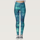 Leggings Aquarelle Turquoise bleue Abstraction (Devant)