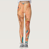 Leggings Aquarelle Turquoise octopique orange (Devant)