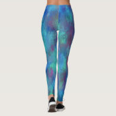 Leggings Aquarelle Turquoise rose bleue Abstraction (Dos)