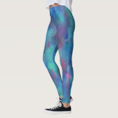 Leggings Aquarelle Turquoise rose bleue Abstraction (Gauche)