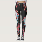 Leggings Aquarelle unique Floral Sugar Skull Halloween (Devant)