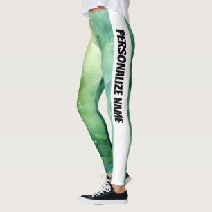 Leggings Aquarelle verte à la menthe PERSONNALISER