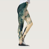 Leggings Aquarelle verte turquoise Galaxie cosmique (Droite)