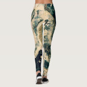 Leggings Aquarelle verte turquoise Galaxie cosmique (Dos)
