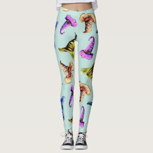 Leggings Aquarelle vieux casquettes : arrière - plan bleu.