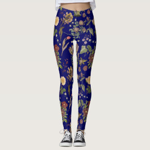 Leggings Aquarelle vintage motif floral 2508.DBlue BG