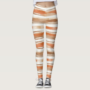 Leggings Aquarelle vintage rayée - Tons de café terreux(3)