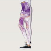 Leggings Aquarelle violet Arrière - plan avec des feuilles  (Gauche)