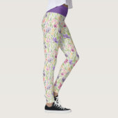Leggings Aquarelle violet rose Motif de fleurs (Droite)