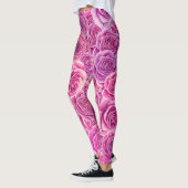Leggings Aquarelle violet rose Rose motif floral (Gauche)
