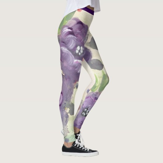 Leggings Aquarelle violette Florale (Droite)