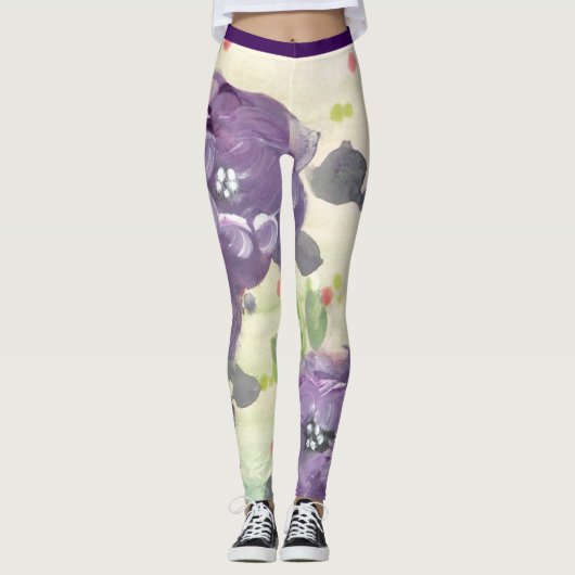 Leggings Aquarelle violette Florale (Devant)
