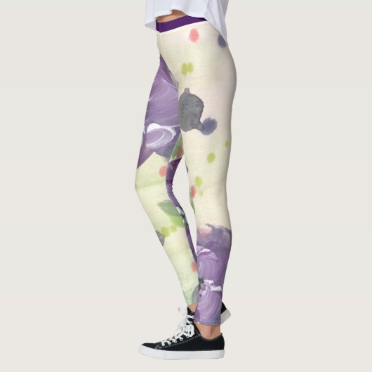 Leggings Aquarelle violette Florale (Gauche)