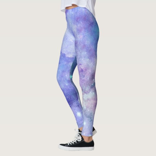 Leggings Aquarelle violette Starry Sky Space Lover Galaxy (Gauche)