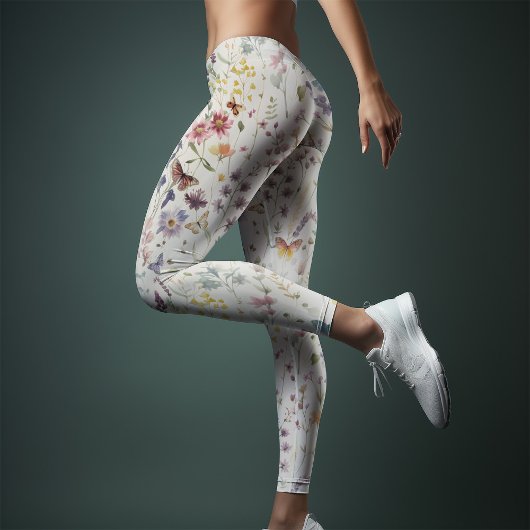 Leggings Aquarelle Whimsical de Yoga fleur sauvage