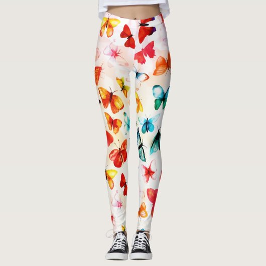 Leggings Aquarelle Whimsical Rainbow Forest Butterfly (Devant)