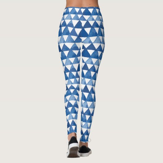 Leggings Aquarelles bleu triangles motif (Dos)
