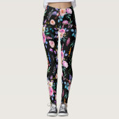 Leggings Aquarelles colorées Fleurs Motif (Devant)
