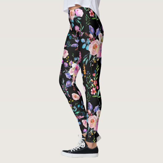 Leggings Aquarelles colorées Fleurs Motif (Gauche)