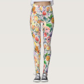 Leggings Aquarelles Couleurs mixtes Collage floral (Devant)