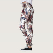 Leggings Aquarelles Crimson Floral sur blanc (Gauche)