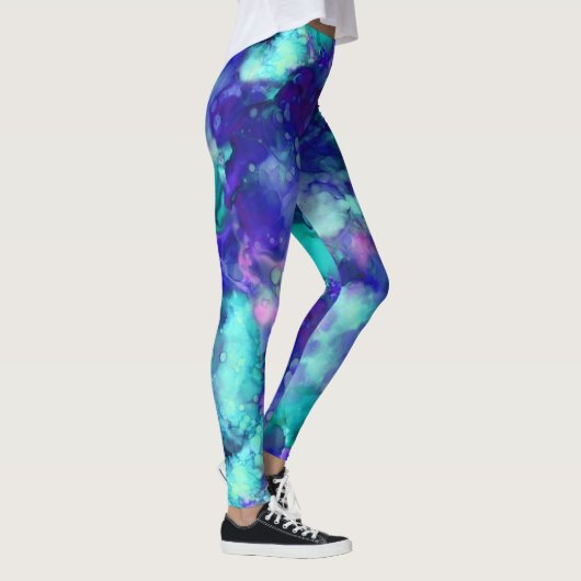 Leggings aquarelles d'imaginaire bleu : (Droite)