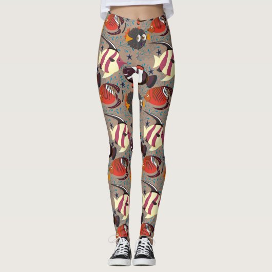 Leggings Aquatic animals pattern | ocean underwater life 41 (Devant)