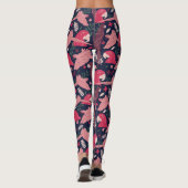 Leggings Ara Parrot rouge rose dessin Tropical Leave Motif (Dos)