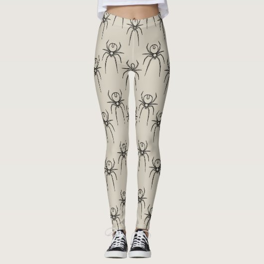 Leggings Araignée - Bone White et Bat Black (Devant)