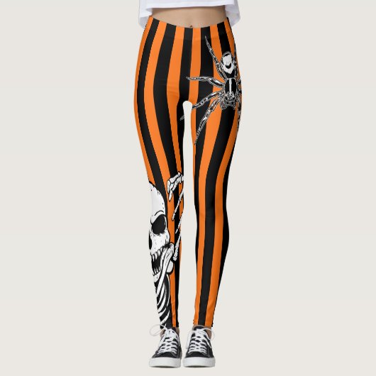 Leggings Araignée d'Halloween Orange noire (Devant)