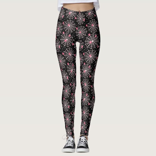Leggings Araignées roses et araignées (Devant)
