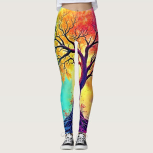 Leggings Arbre Arc-en-Ciel : Racines de l'Espoir Infini Art