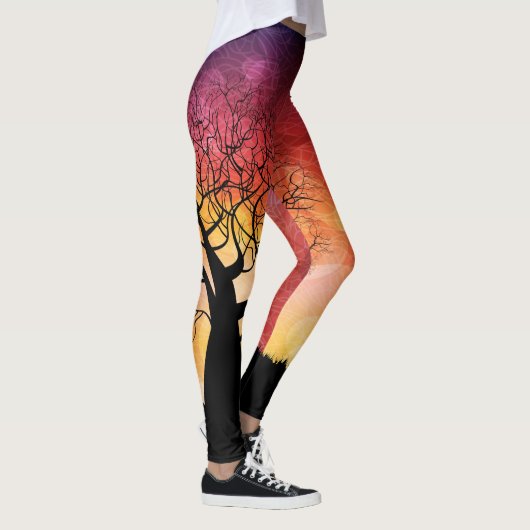 Leggings Arbre de coucher du soleil de la vie (Droite)
