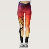 Leggings Arbre de coucher du soleil de la vie (Devant)