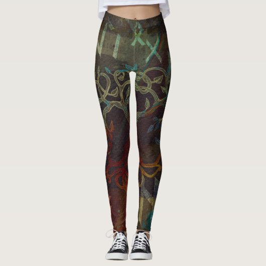 Leggings Arbre de la vie - Yggdrasil - et runes (Devant)