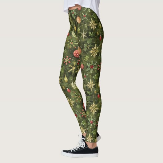 Leggings Arbre de Noël aquarelle (Gauche)