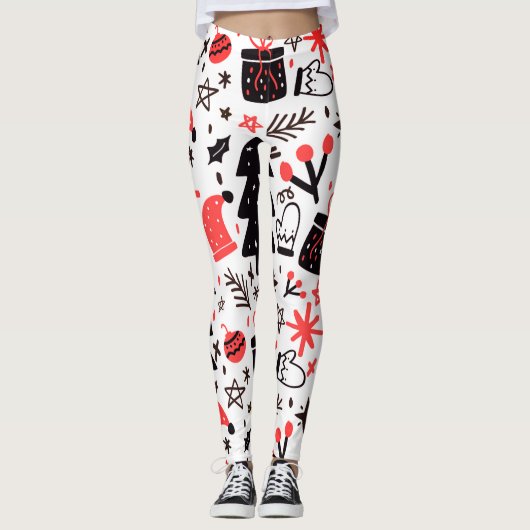 Leggings Arbre De Noël, Cadeaux Et Décorations (Devant)