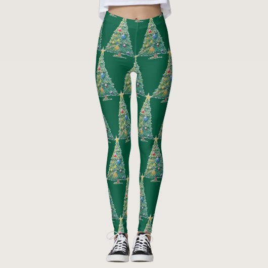 Leggings Arbre de Noël Coloré (Devant)