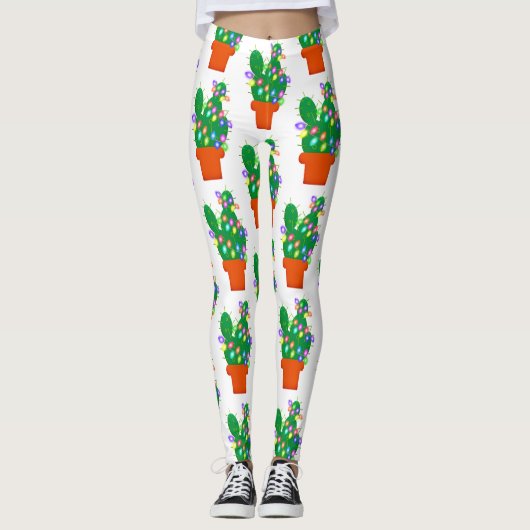 Leggings arbre de Noël de cactus (Devant)