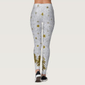 Leggings Arbre de Noël étincelant, étoiles sur papier abstr (Dos)