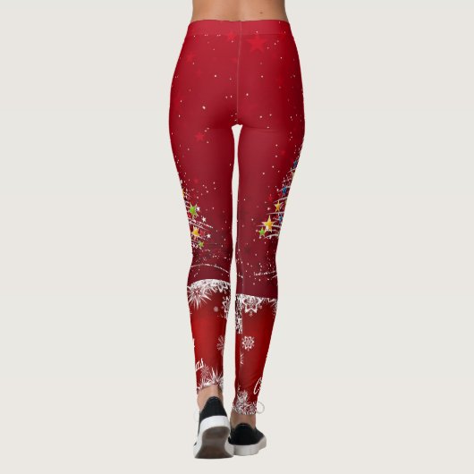 Leggings Arbre de Noël magique sur les pantalons à pattes r (Dos)