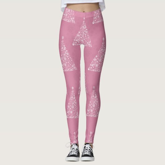 Leggings arbre de Noël rose (Devant)