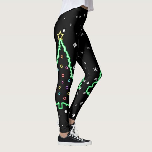 Leggings Arbre de Noël unique en néon cool (Droite)