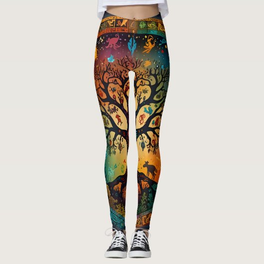 Leggings Arbre de vie design coloré vif (Devant)