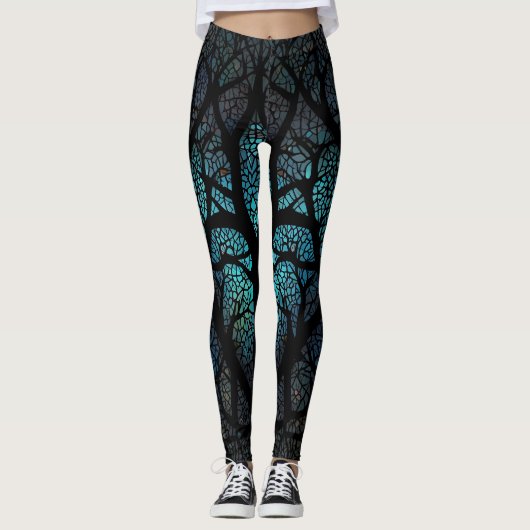 Leggings Arbre de vie - Mosaïque de forêt mystique (Devant)