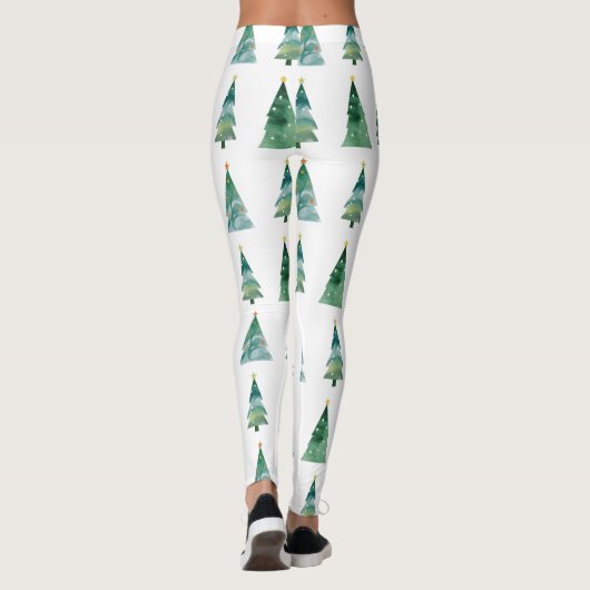 Leggings Arbre d'hiver blanc vert (Dos)