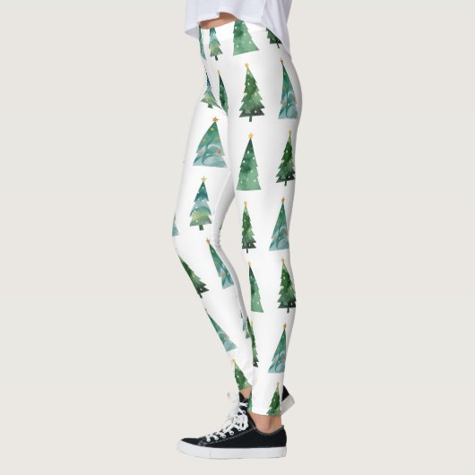 Leggings Arbre d'hiver blanc vert (Gauche)
