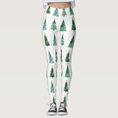 Leggings Arbre d'hiver blanc vert (Devant)